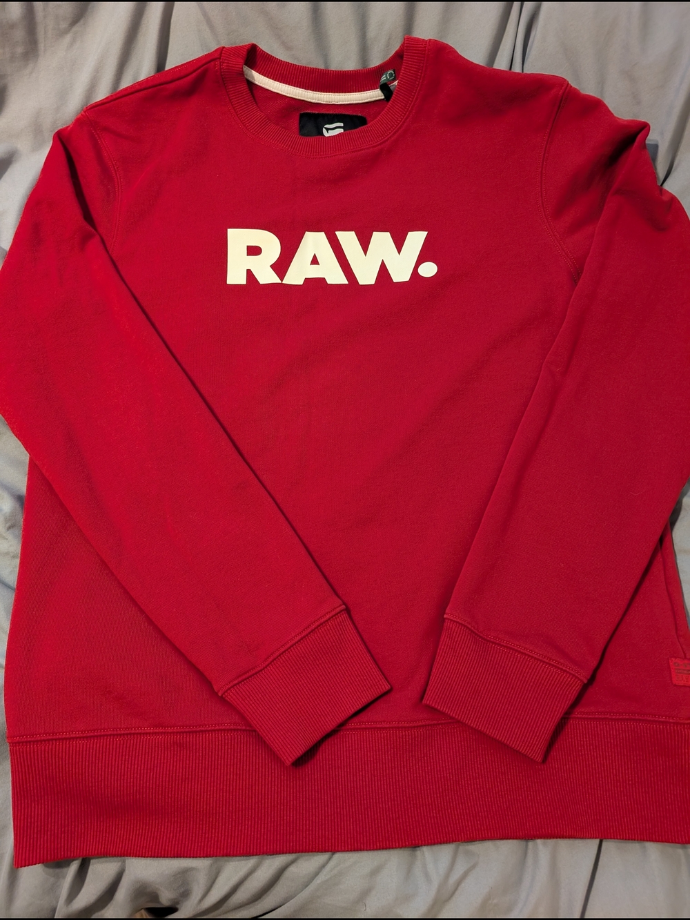 G-Star Men's Red Logo Crewneck Sweater